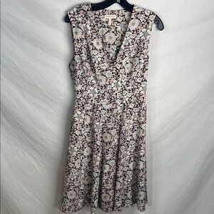 Rebecca Taylor Black and Pink silk Floral Midi Dress 4